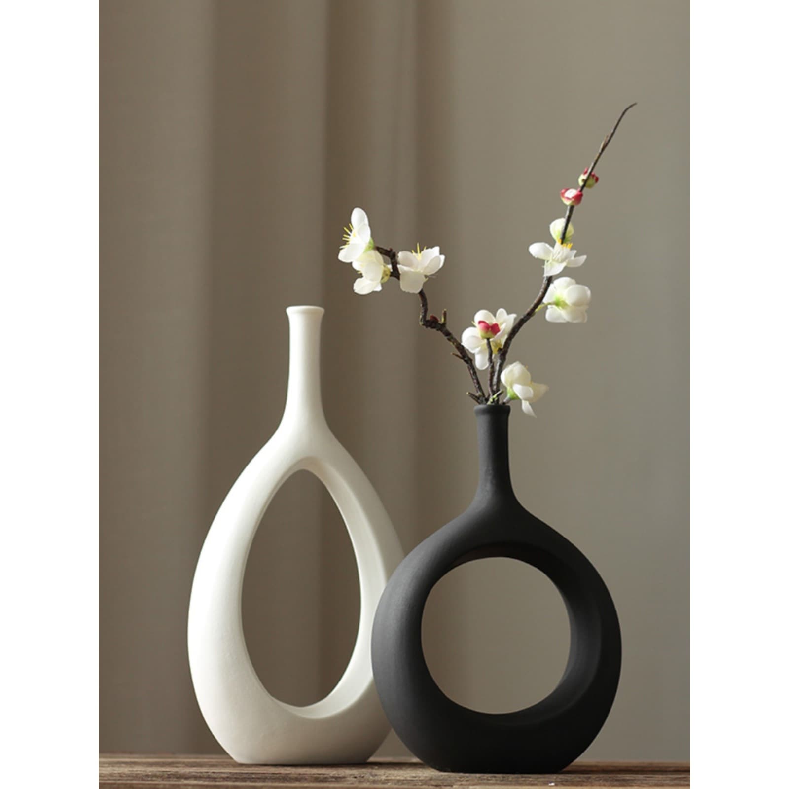 Nordic White Dining Table Dried Flower Black Vase Modern Home Decor Living Room Entrance Artificial Flower Arrangement