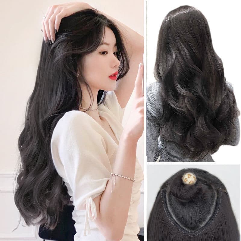 Wavy Hair Extension Clip-In, One-Piece Invisible U-Shape Long Straight Natural Hairpiece