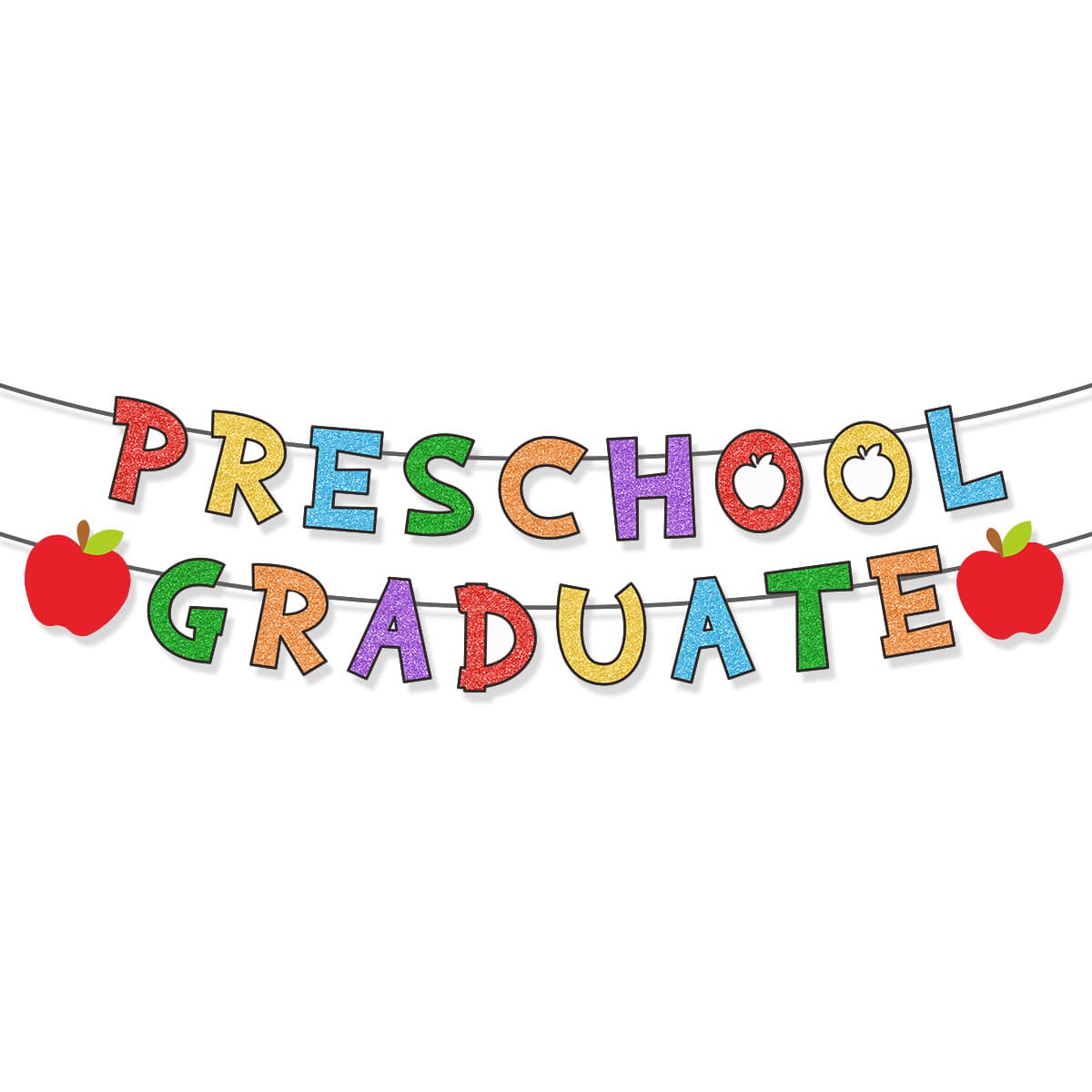Cross-border preschool graduation season party decoration letter pull pattern PRESCHOOL GRADUATE pull flag wholesale customization