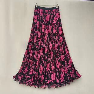 AliExpress Amazon Spring Summer New Fashion Contrast Color Printed Flowy Skirt Holiday Long Skirt Pleated Skirt