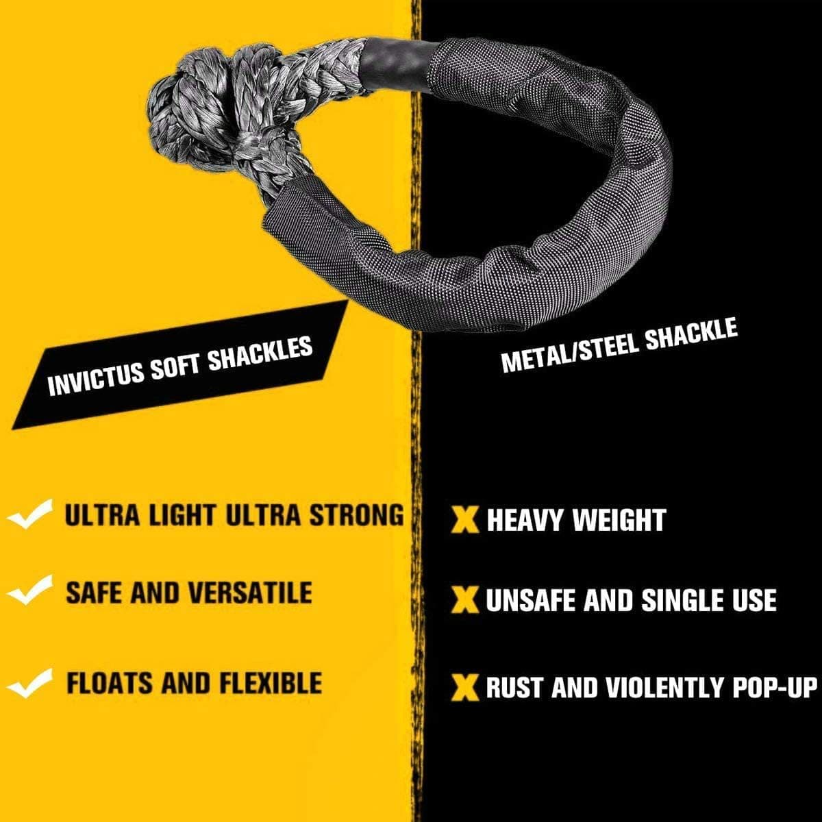 17-Ton Knot Rope, Soft Shackle, Single or Pair, Winch Rope, Tow Rope, Tow Hook Off-Road, Amazon