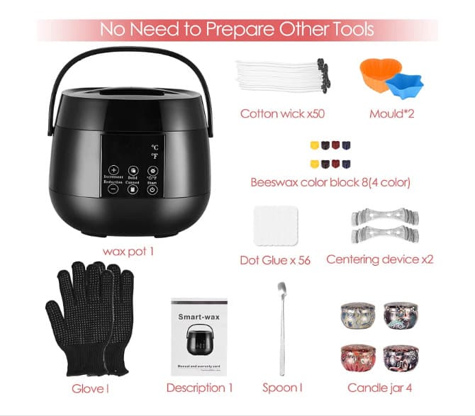 Wax Melter Candle Making DIY Candle Warmer Electric Wax Melter, Gloves, Candle Set