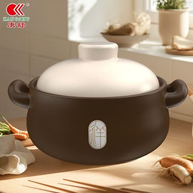 Straight-stewing casserole, high-temperature-resistant stew pot, Japanese-style household soup pot, open flame self-burning ceramic pot, large-capacity soup pot, stone pot