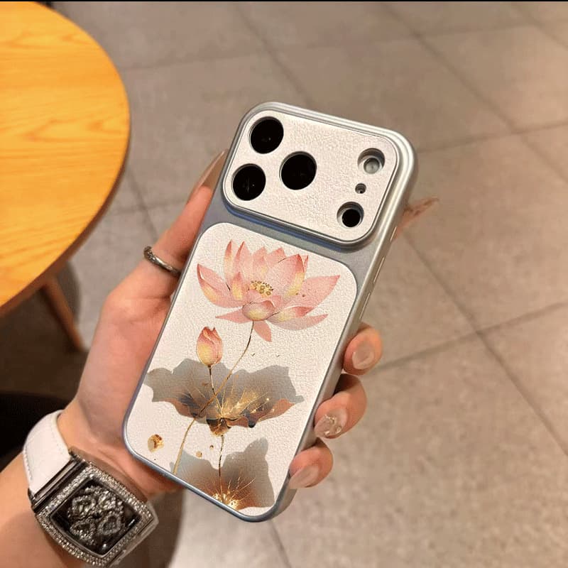 Cross-border instant change is suitable for 17promax mobile phone case 16pro new style 15 leather 14 large window 13 lotus 12x