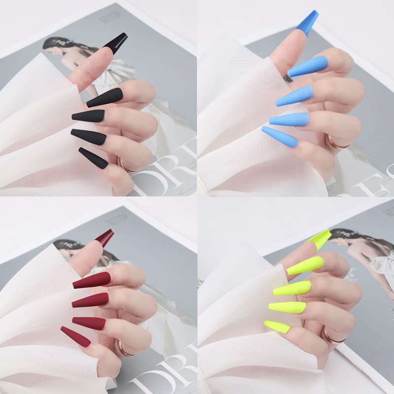 24pcs Ballet Coffin Nails Frosted Matte False Nails Press On Nails Light Luxury