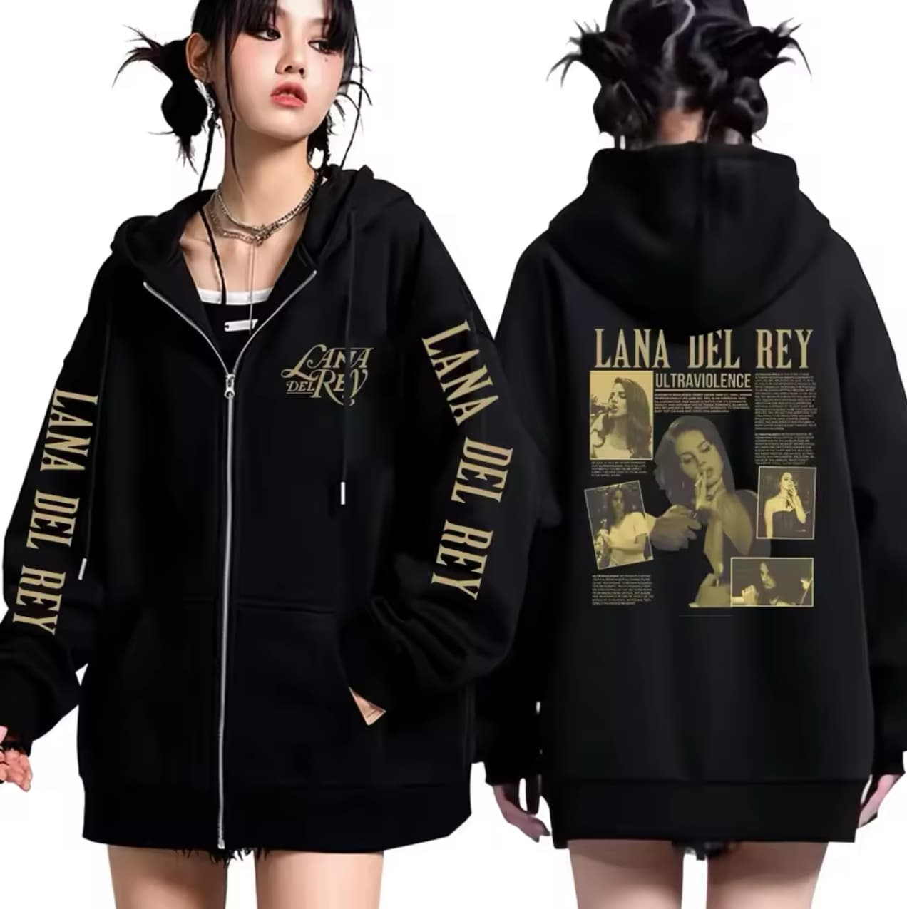Hot Singer Lana Del Rey Graphic Zip Up Sweatshirt Men Women
