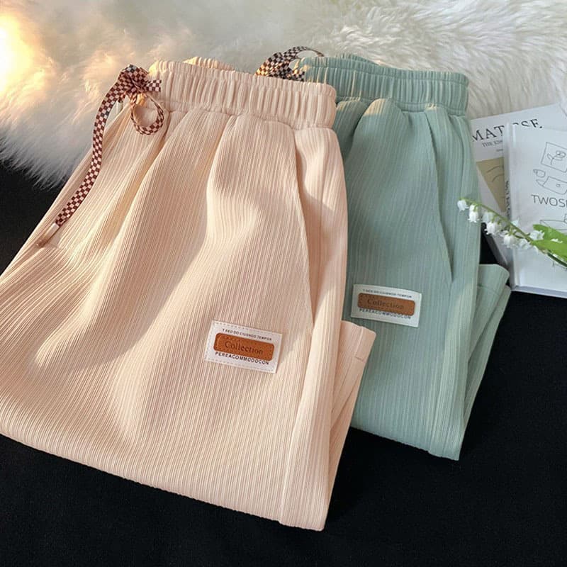 Summer thin shorts men's new ice silk loose breathable drape student five-point pants embroidered logo straight casual shorts