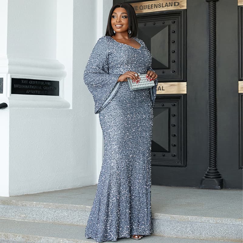 Plus Size Women's Long Fishtail Dress for Wedding Banquet, Bodycon Party Evening Gown for Overseas Trade in Europe and America