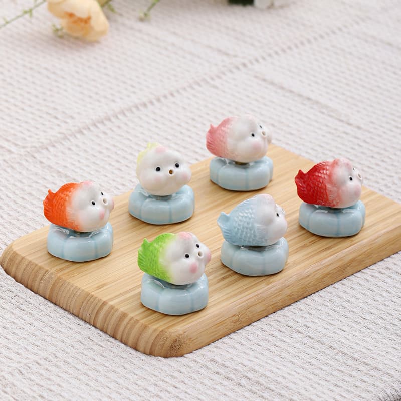 Ceramic Bubble Fish Spinning Toy Creative Cute Koi Goldfish Tea Pet Ornament Desktop Craft Stress Relief Decoration