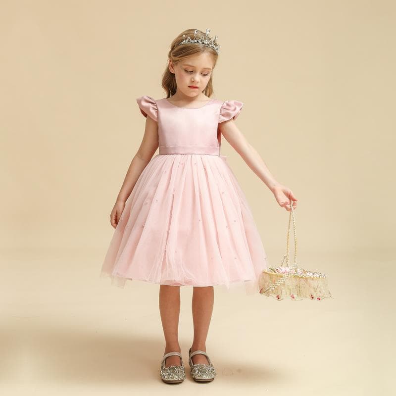 New Girls European American Birthday Flower Girl Princess Dress Gown Stage Bow Evening Performance Dress Wholesale