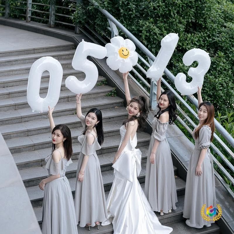 Wedding Date Number Balloons, Bride Morning Robe Photo Prop, Wedding Reception Game Creative Staging Props