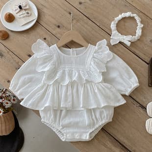 2026 Autumn Newborn Baby Girl Bodysuit Long Sleeve Princess Romper Crawling Suit for 100 Days Full Moon