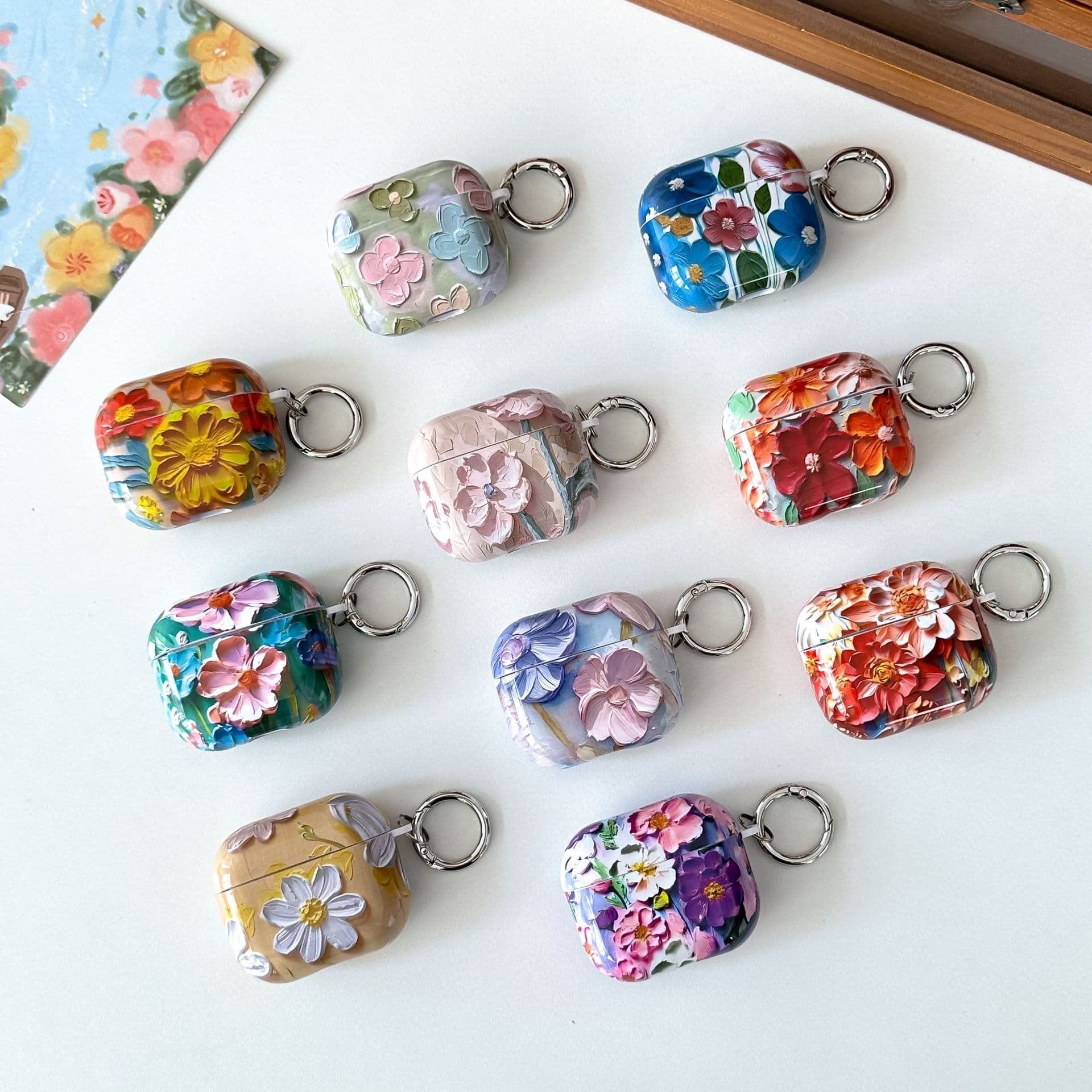 Hot-selling TPU soft case for AirPods 4 protective cover, simple oil flower design, compatible with Pro 2 flower