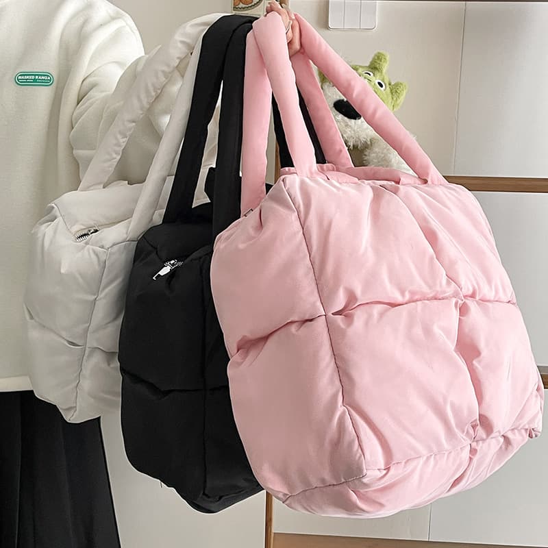 New Autumn/Winter Bag Women Korean Style Large Capacity Cotton Bag Fashion Versatile Shoulder Bag Down Bag Handheld Tote Bag
