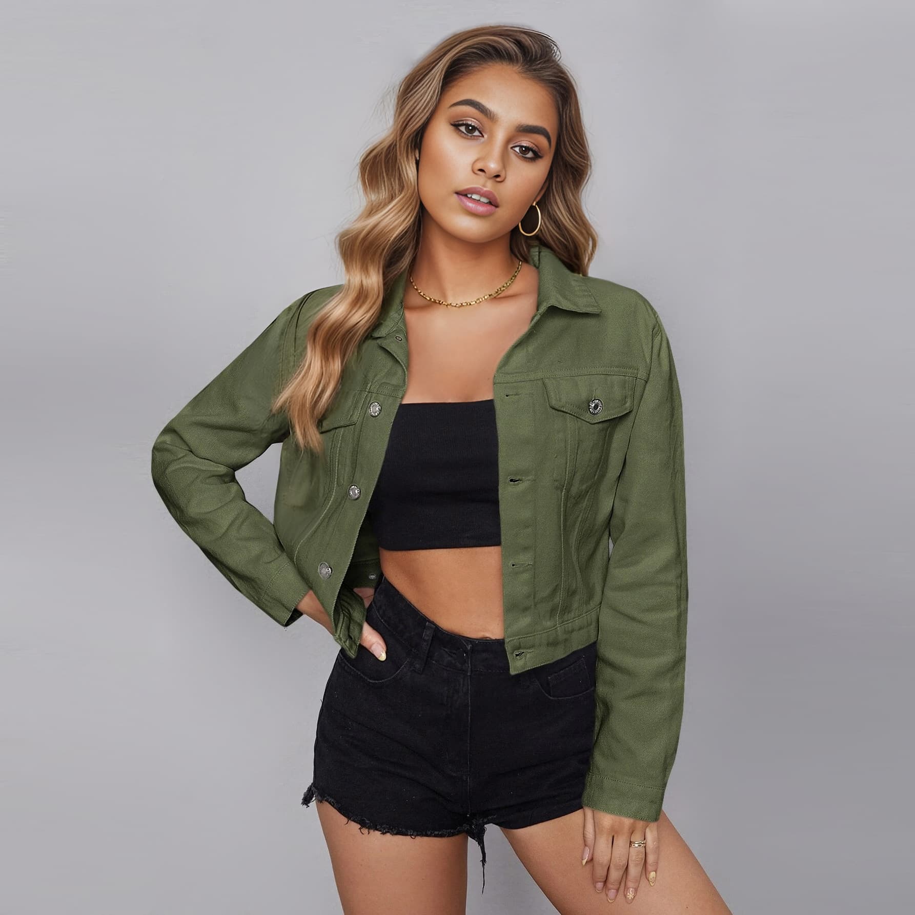 S167# Women's Casual Short Denim Jacket for Amazon & AliExpress Cross-Border EU/US Market