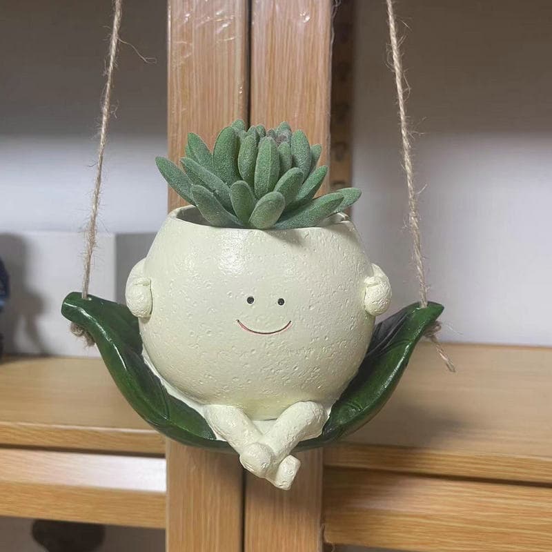 Cross-border Cute Swing Smiley Face Flower Pot Balcony Garden Decorative Art Vase Ornament (New Style)