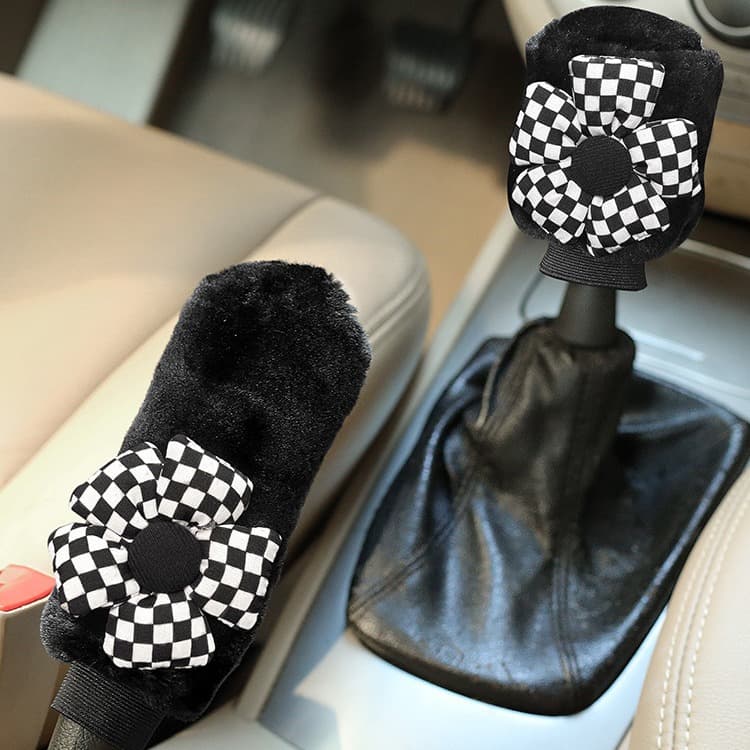 Car winter bow plush gear cover gear cover gear lever cover handbrake gear handle set manual gear universal type