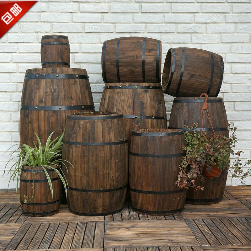 Oak wine barrel decoration, wooden beer and red wine barrel, bar solid wood barrel ornament, exhibition and wedding prop display