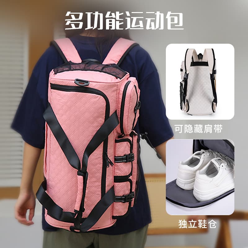 Gym bag for women, double-back, single-shoulder crossbody bag, waterproof Oxford cloth, independent shoe compartment, dry and wet separation, advanced sports bag