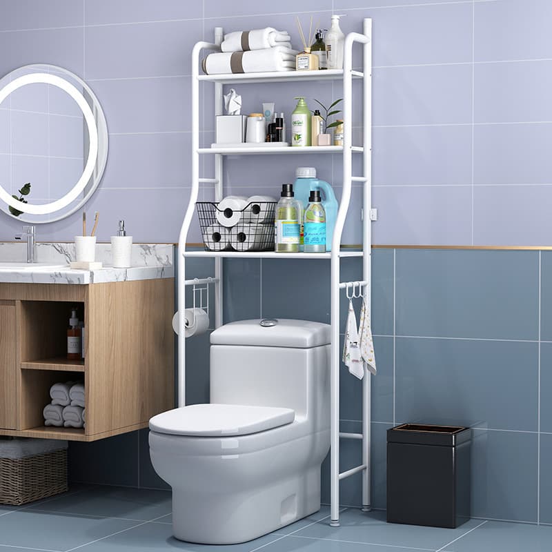 Over-Toilet Roller Washing Machine Stand, Bathroom Floor Storage Shelf for Restroom Organization