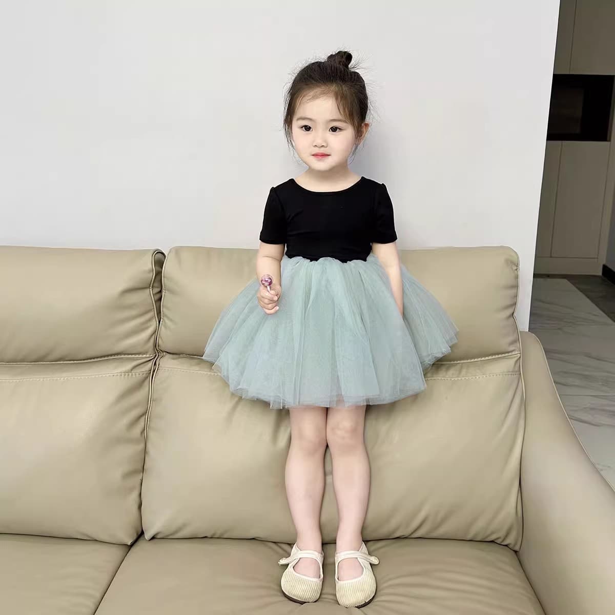 2026 Girls Short-Sleeve Backless Dress Summer New Arrival Baby Stylish Mesh Tulle Tutu Dress Little Girl Princess Dress