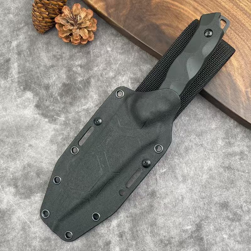 Spanish Nine-Headed Bird Outdoor Knife Portable K-Sheath Integral Steel Straight Knife Field Survival Knife Stainless Steel Outdoor Cutting Knife