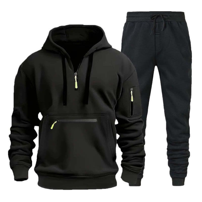 Scissors Stone 2026 Cross-border Men's Stylish Fall/Winter Hoodie Casual Sportswear Set with Multi-Pockets Pullover