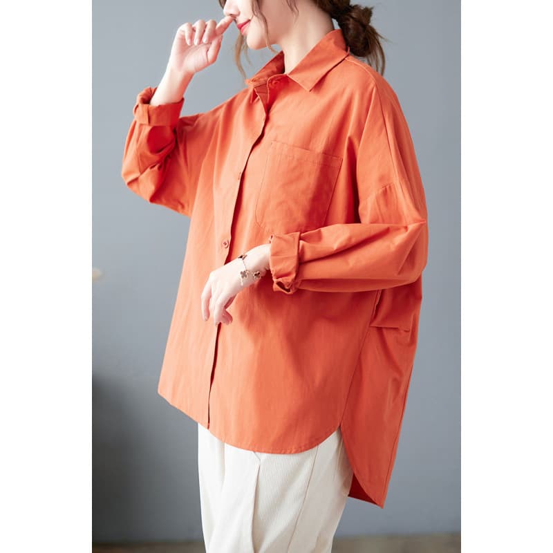 Solid Color 2022 Spring Korean Loose Casual Style 3D Cut Leisure Shirt Trend