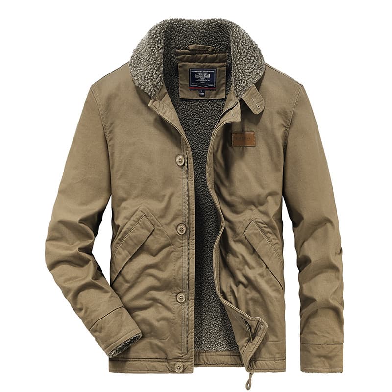 Men's Lambswool Jacket New Autumn Winter Fleece-Lined Thick Warm Cotton Coat Lambswool Workwear Padded Jacket 1896