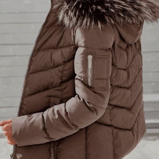 Autumn/Winter European-American Style Zip-Up Cotton Coat with Large Fur Collar for Women, Thickened Warm Slim-Fit Street Fashion Outerwear