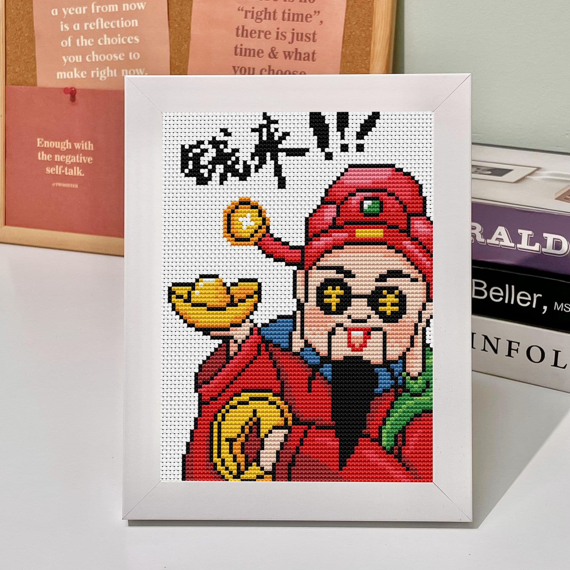 Small cross-stitch ornaments of the God of Wealth, suitable for living room, simple embroidery, new style, beginner-friendly, small-scale thread embroidery pendant, wholesale.