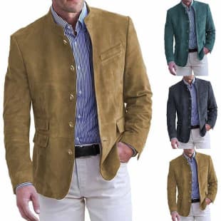 European and American Cross-Border New Heavy-Duty Vintage Suede Work Jacket Men's Retro American Casual Blazer