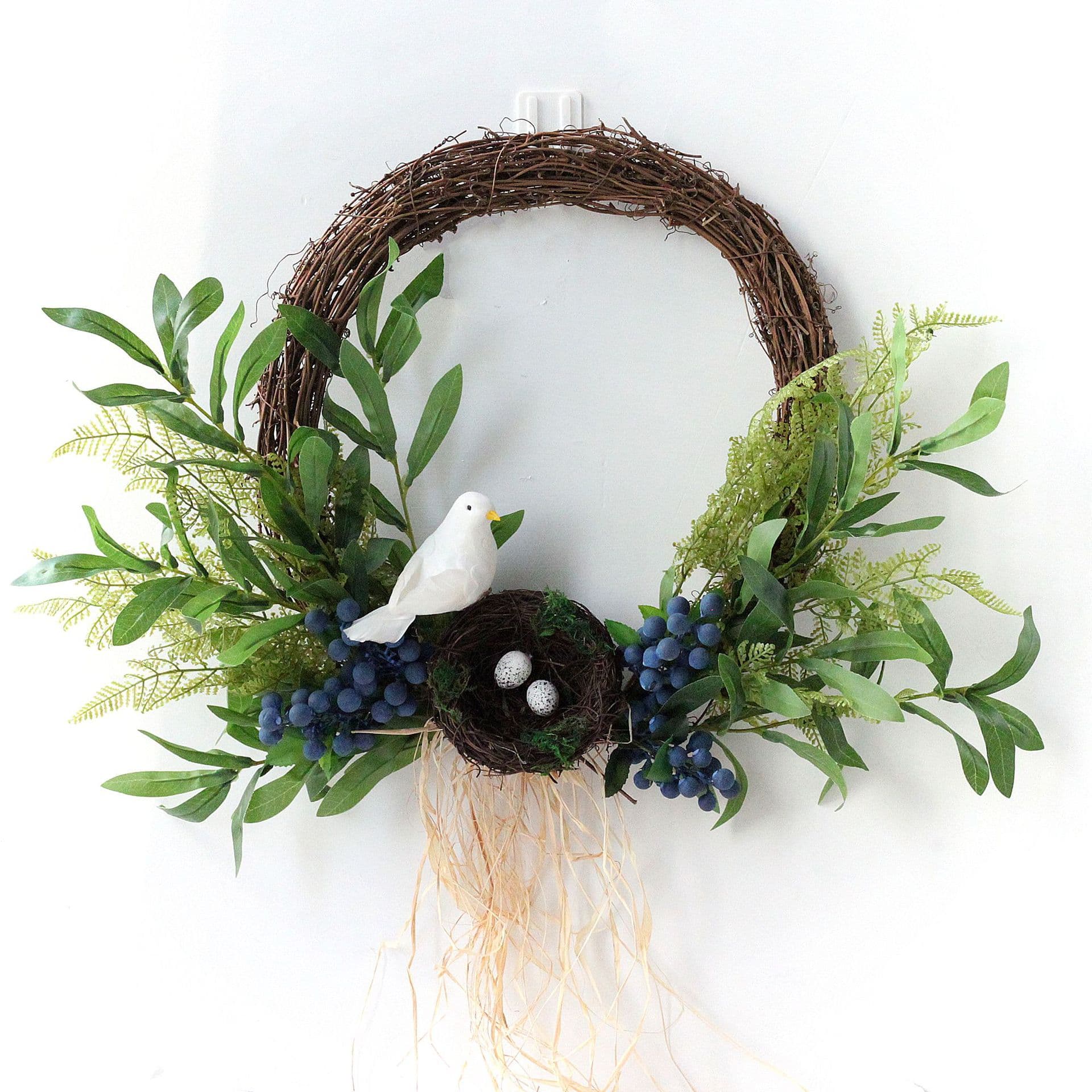 New Spring Floral Wreath Door Ring Decoration, Creative Olive Branch Bird's Nest Door Decoration Wall Hanging, Amazon Supply