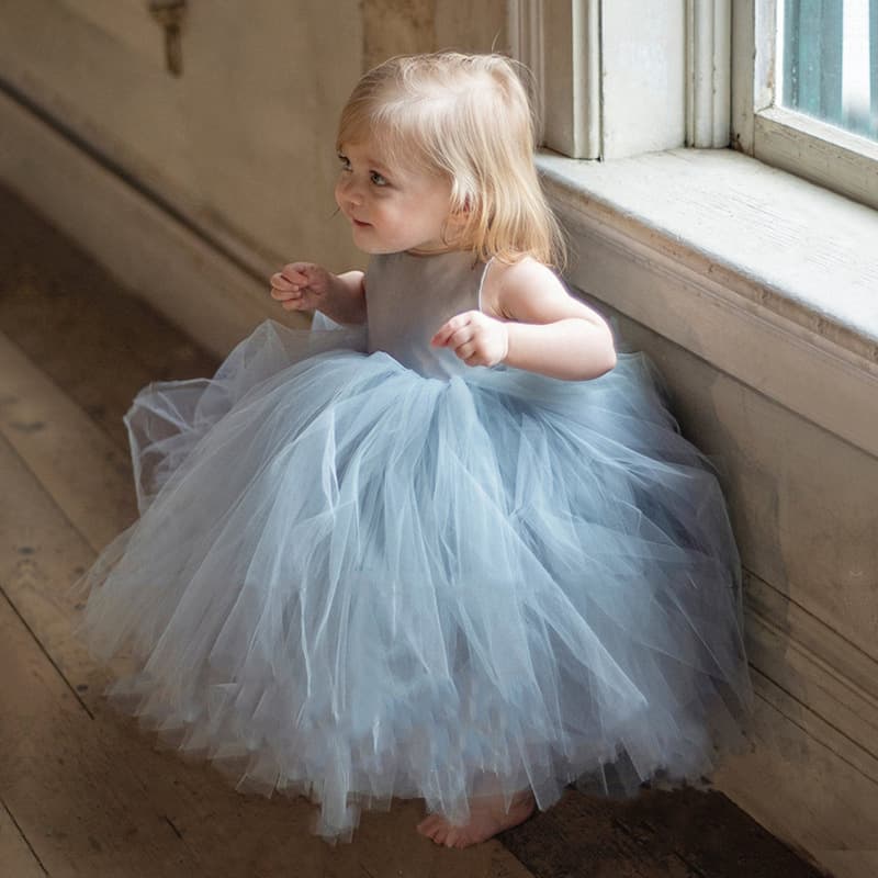 Summer Princess Dress Children's Party Gown Wedding Girl's Birthday Skirt Puffy Tulle Skirt Polyester Fiber Class B Safety