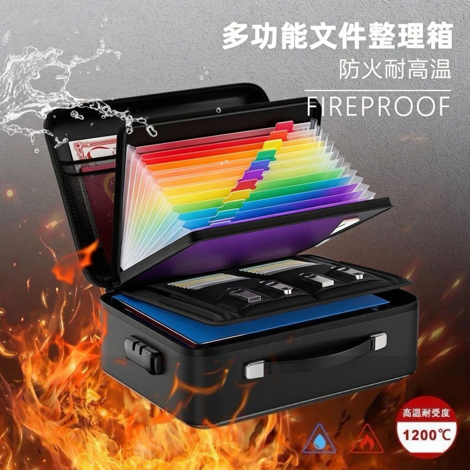 Multi-functional Waterproof Fireproof Document File Protective Storage Bag, Organizer for Valuables and Documents, Zipper Case Wholesale