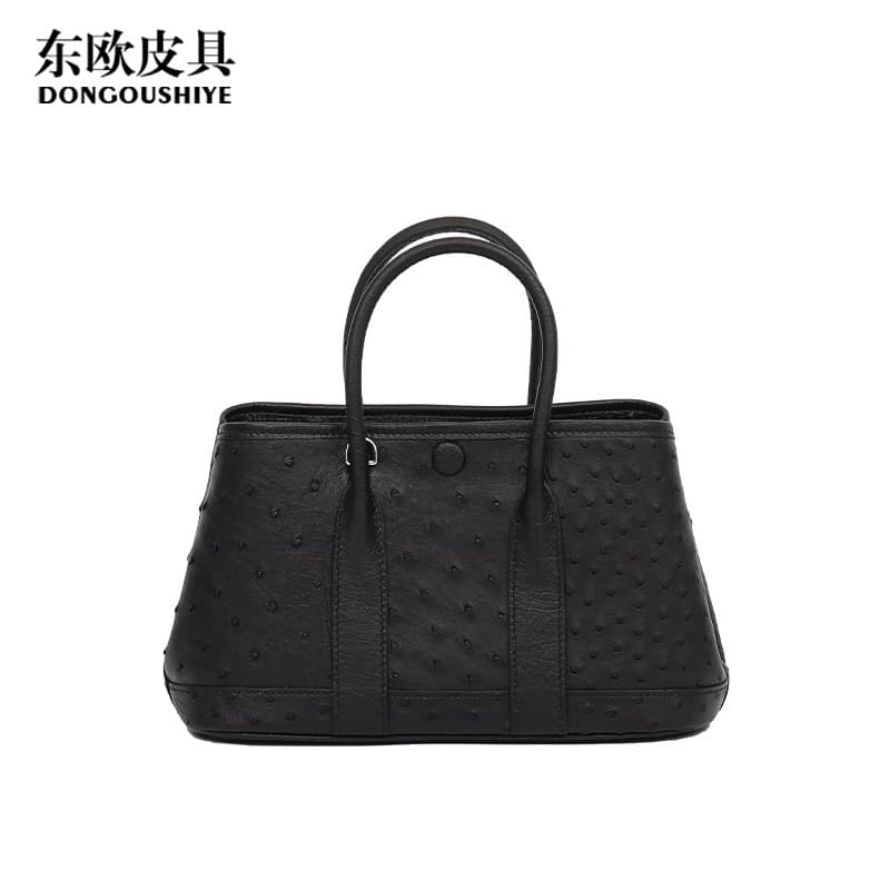 Eastern European Ostrich Leather Medium Garden Bag Women's Genuine Leather Shoulder Bag Large Capacity Crossbody Bag Women's Premium Handbag