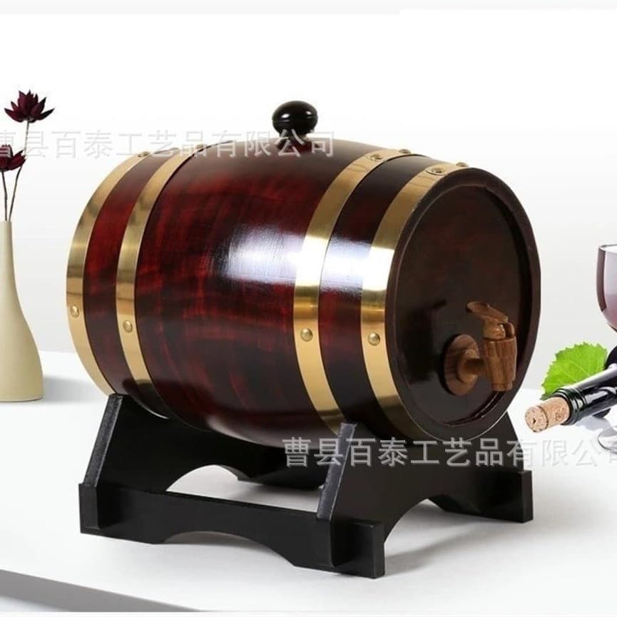 Cross-border Manufacturer's Large Capacity Oak Wine Barrel, Solid Wood Decorative Barrel for Wineries, Vintage Style