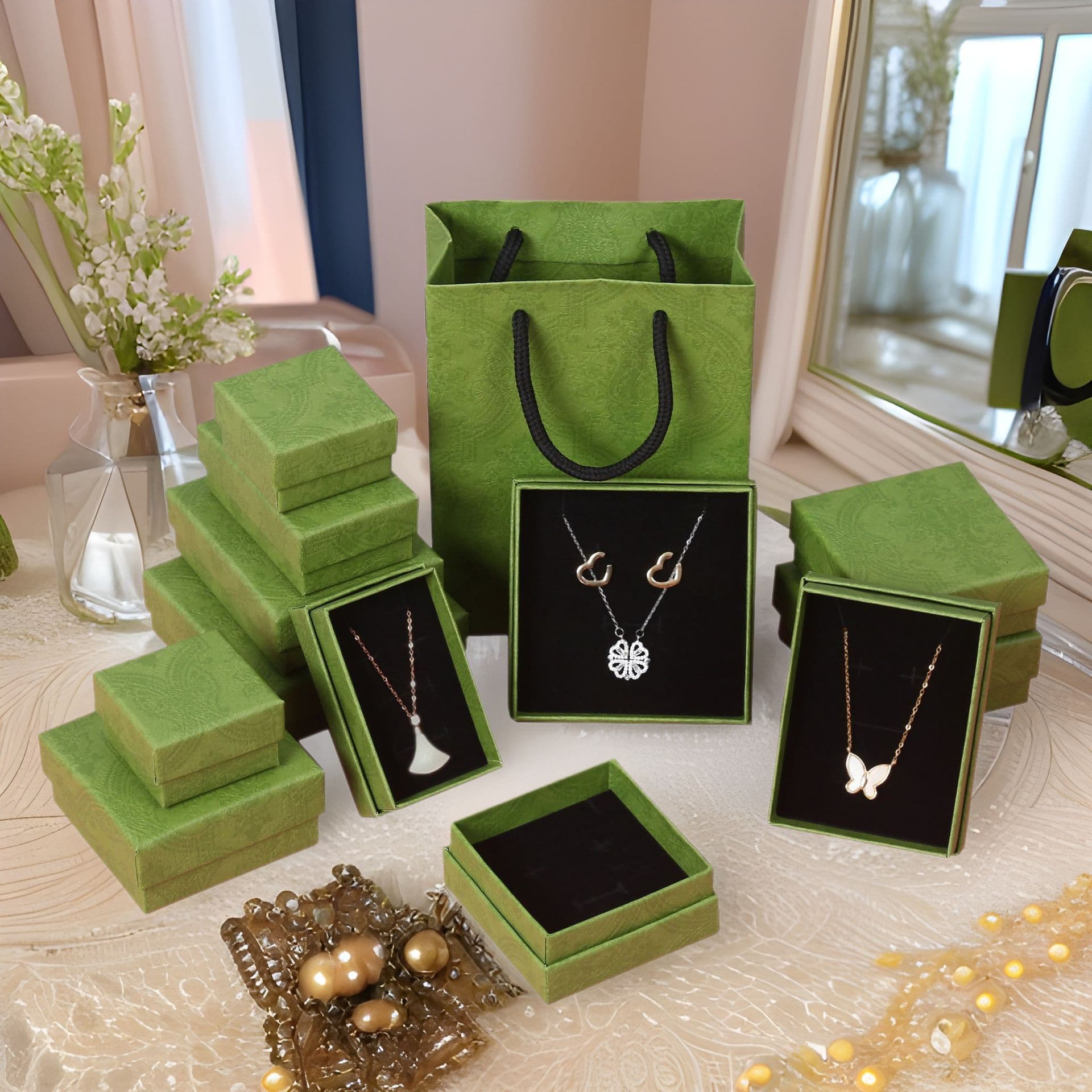 Vintage Green Jewelry Box Unique Gift Wrap For Rings Earrings Necklaces Antique Finish Storage Box Lid