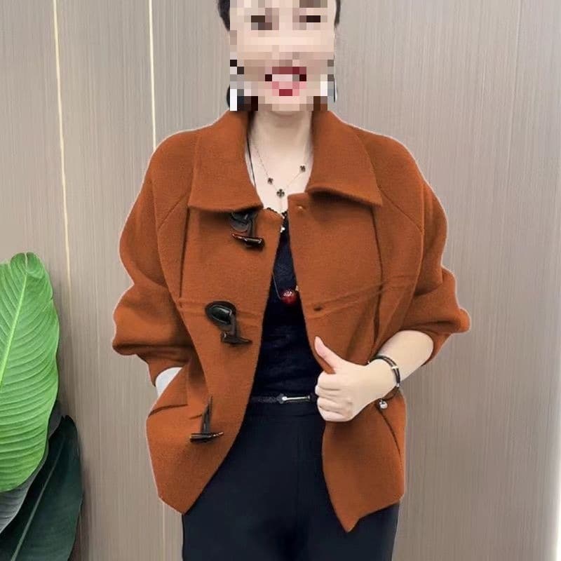 Mom Wear Faux Double-Faced Wool Short Jacket, Women's Spring/Autumn Season, Middle-Aged & Elderly Plus Size Fashionable Wool Coat