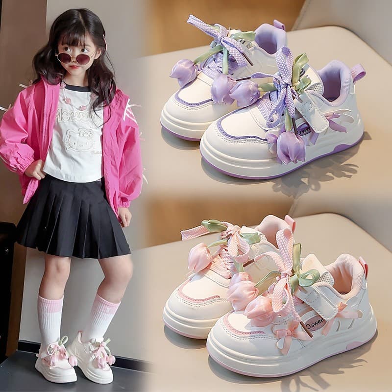Spring and Autumn Girls' Breathable New Children's Casual Sneakers Lightweight Board Shoes 2026 Versatile White Shoes