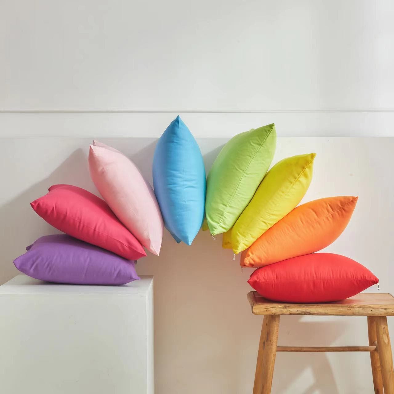 Cross-border Amazon Solid Brushed Throw Pillow Cover Thick Simple Plain Sofa Cushion Cover Living Room Square Pillowcase Dopamine