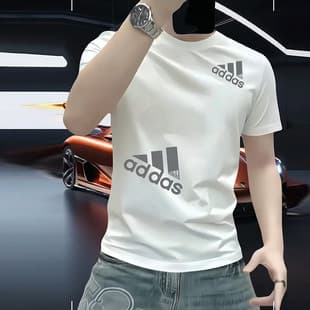 2025 Summer New Heavyweight 100% Cotton Short Sleeve T-Shirt for Men, Loose Trendy Rogue Style Half Sleeve Top Men's Clothing