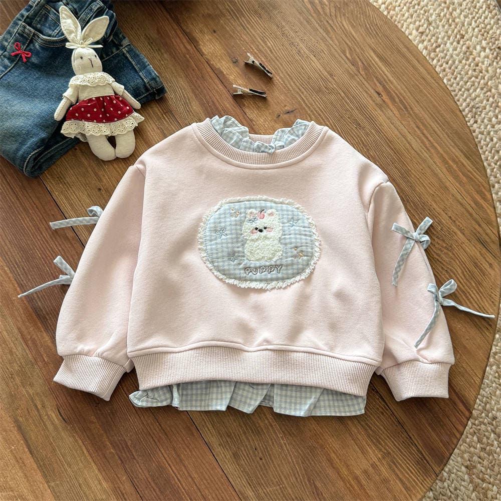 Tian Xiaosi Girls Hoodie Spring Autumn New Girls Fake Two-Piece Kids Clothing Baby Autumn Long Sleeve Top
