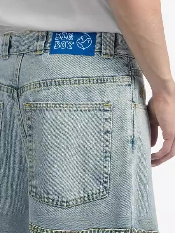 Jeans Y2K Harajuku Hip Hop Cartoon Embroidery Blue Loose Pants Men Y2K Trendy Hot Keywords