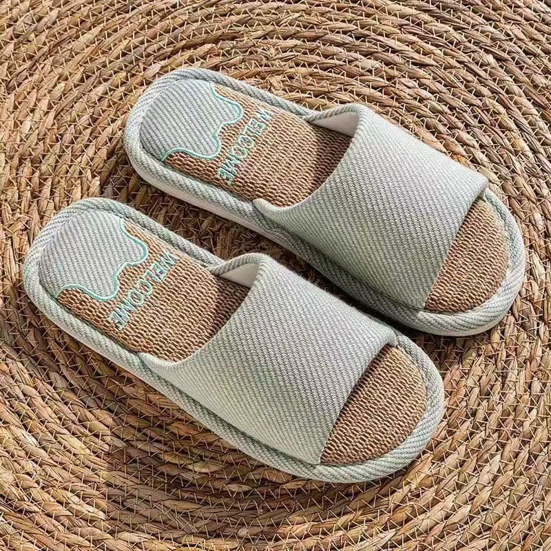 Summer Indoor Home Anti-Slip Soft Sole All-Season Linen Fabric Slippers Men's Spring Autumn Style Hemp Slippers Women