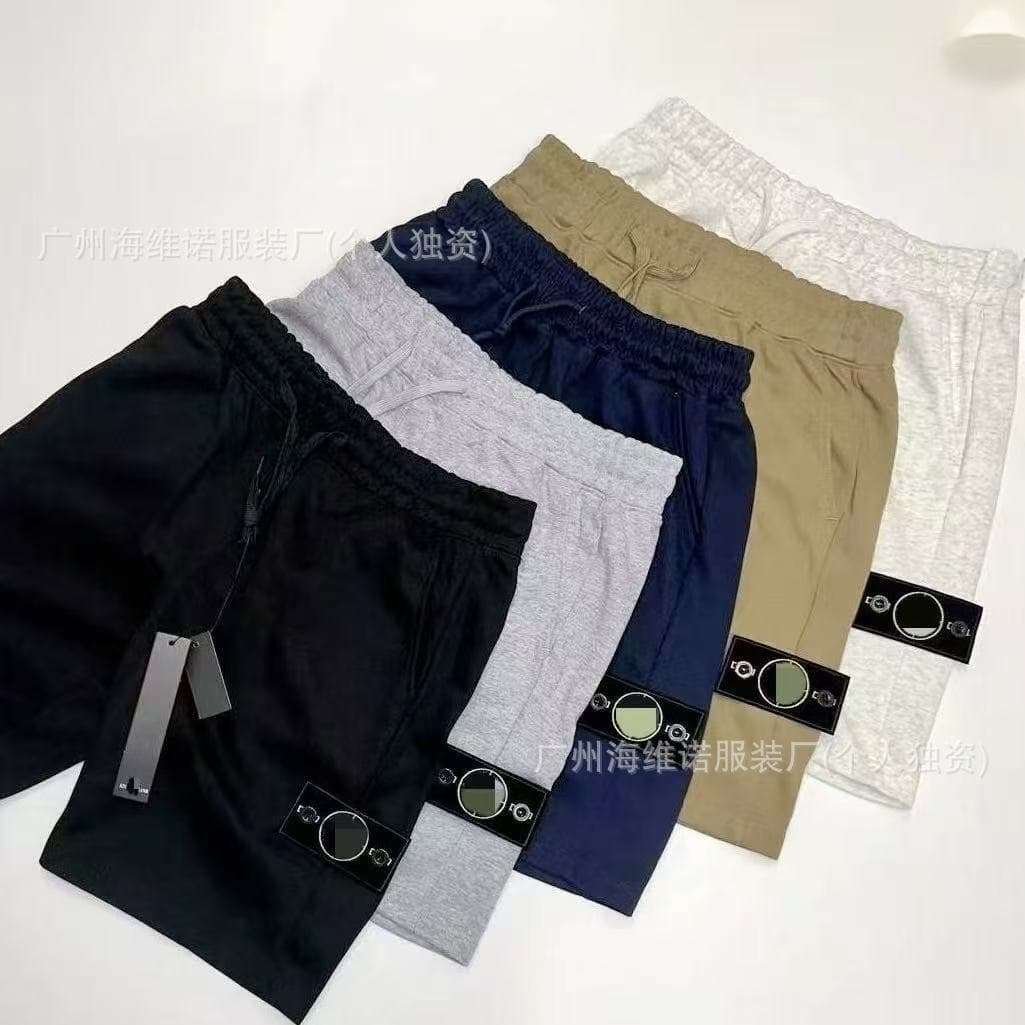 Cross-border European and American Stone Quarter Pants Shorts Suit Solid Color Pocket Compass Badge Functional Style Handsome Men's Wear Dropshipping