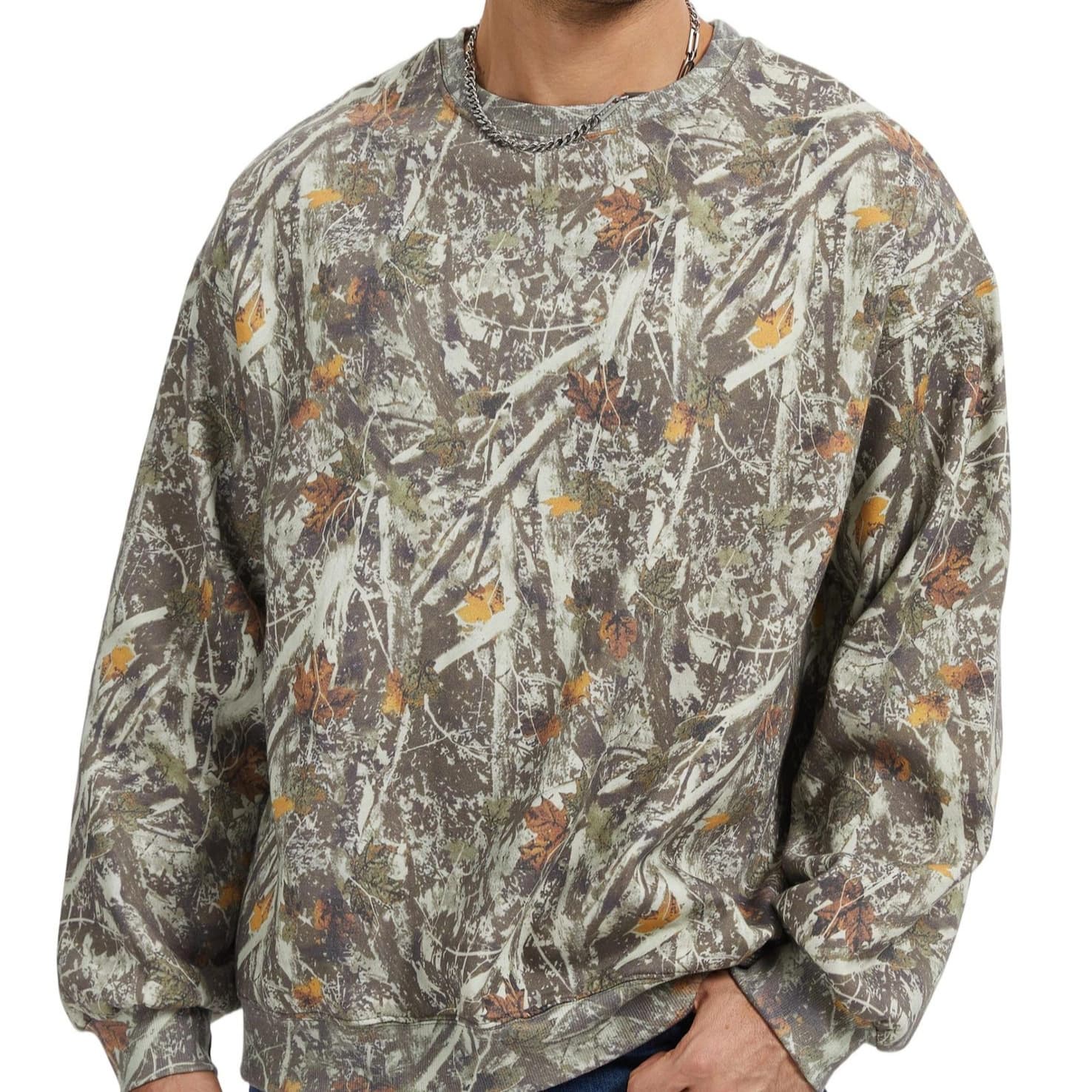 Camouflage Hunting T-Shirt Forest Print Men's Sweatshirt Outdoor Sports Long Sleeve Travel Tactical Training Oversized Men's Clothing