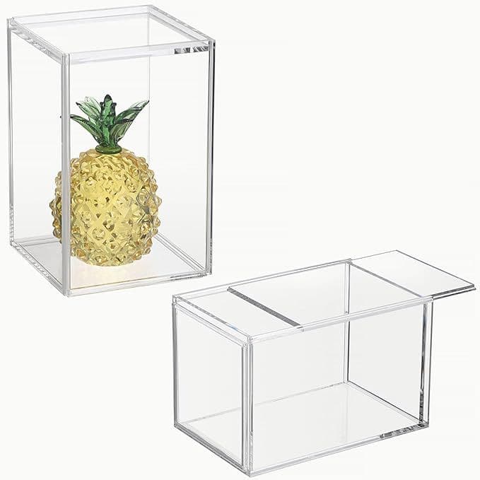 Acrylic Box with Sliding Door Stackable Cube Small Display Case Collectibles for Mini Action Figures