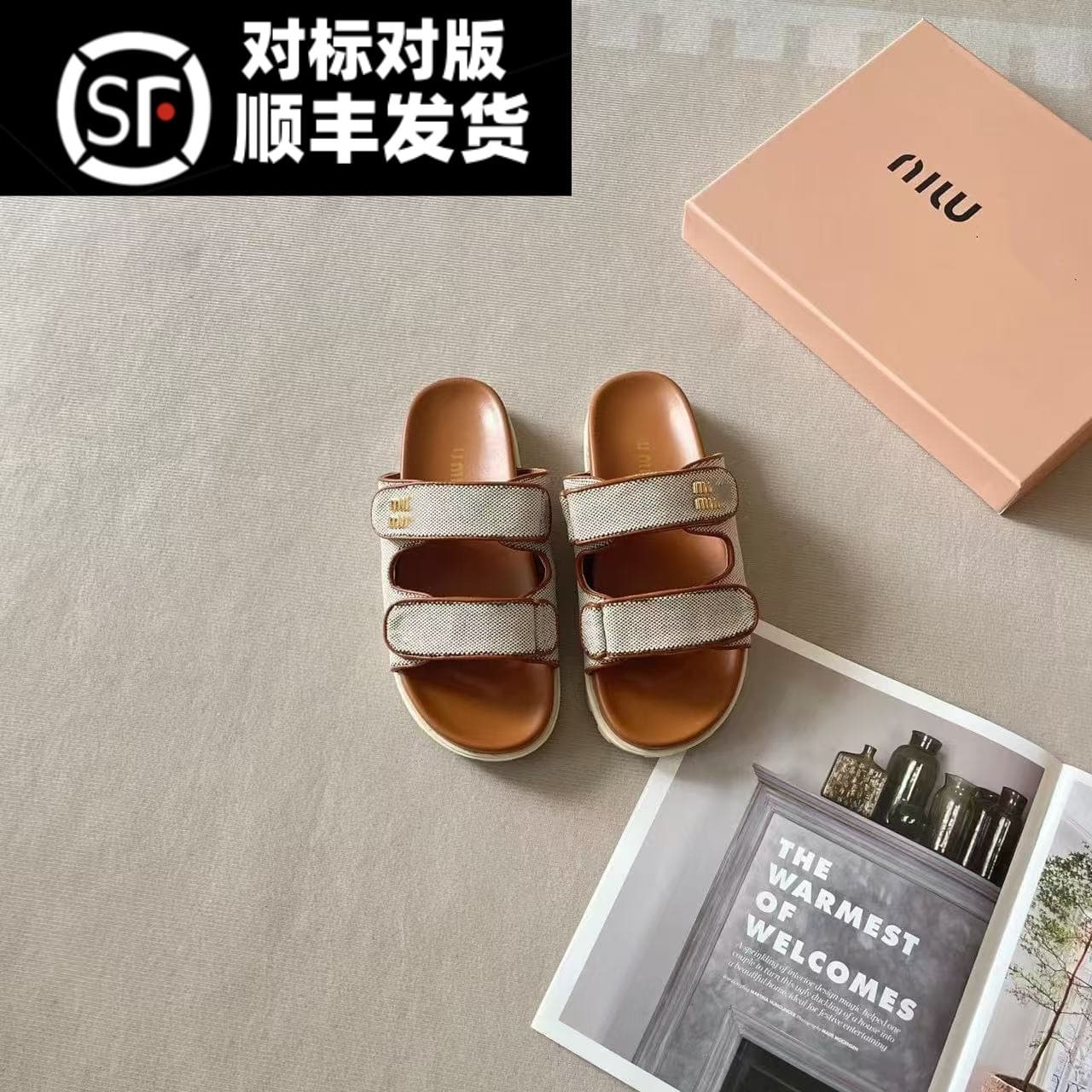 Foreign Trade A-M Brand Magic Tape Slippers for Women 2025 New Casual Versatile Outdoor Birkenstock-Style Thick-Soled Slide Sandals