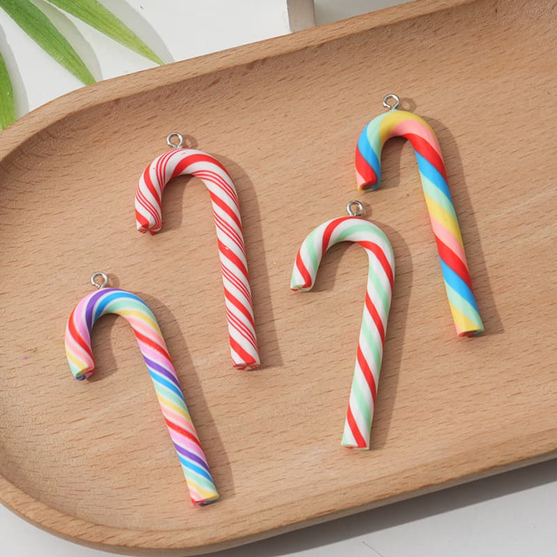 Large Christmas cane Christmas candy soft clay accessories accessories cream glue material earrings pendant with claw nails